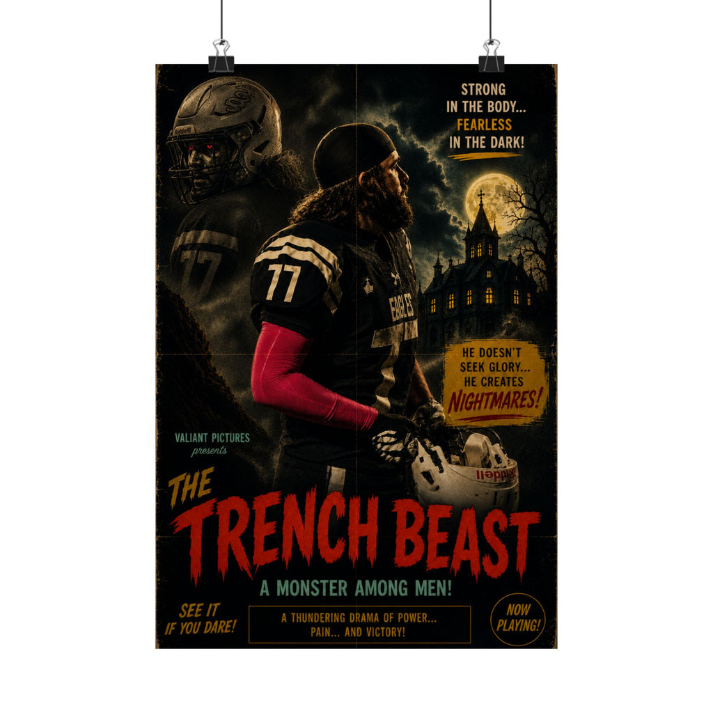 The Trench Beast — Vintage Football Horror Poster